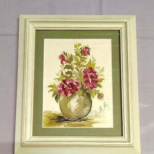 Signed Floral Watercolor Framed Art